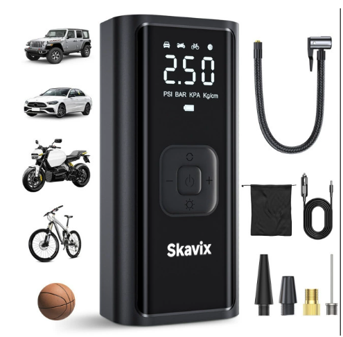 ✨ Airmoto Tire Inflator Portable Air Compressor - Air Pump For Car Tires with Digital Pressure Gauge, LED Light and Auto Shut-Off Function - Cordless Pump for Car, Motorcycle, Bicycle, Ball