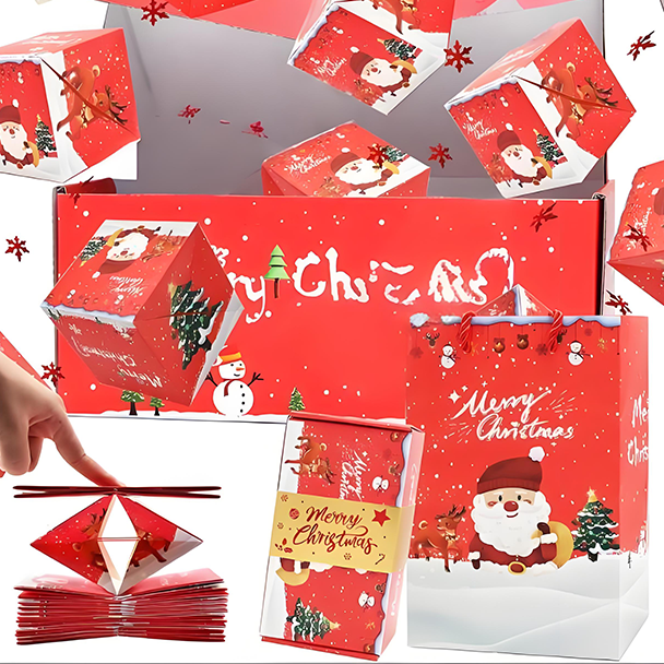 🎅🏻Early Christmas Sale 🎉Unique Folding Bouncing Red Envelope Gift Box with Confetti,for Birthday, Festival💕