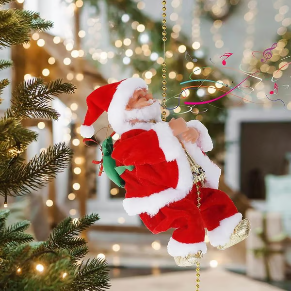 🎅🏻This electric climbing Santa Claus automatically rises as a Christmas decoration, featuring music and a silent mode. Suitable for Christmas trees, fireplaces, and family gatherings, it's the perfect gift for children and families.