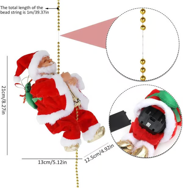🎅🏻This electric climbing Santa Claus automatically rises as a Christmas decoration, featuring music and a silent mode. Suitable for Christmas trees, fireplaces, and family gatherings, it's the perfect gift for children and families.