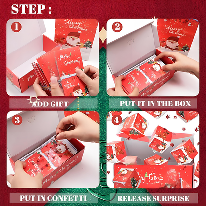 🎅🏻Early Christmas Sale 🎉Unique Folding Bouncing Red Envelope Gift Box with Confetti,for Birthday, Festival💕