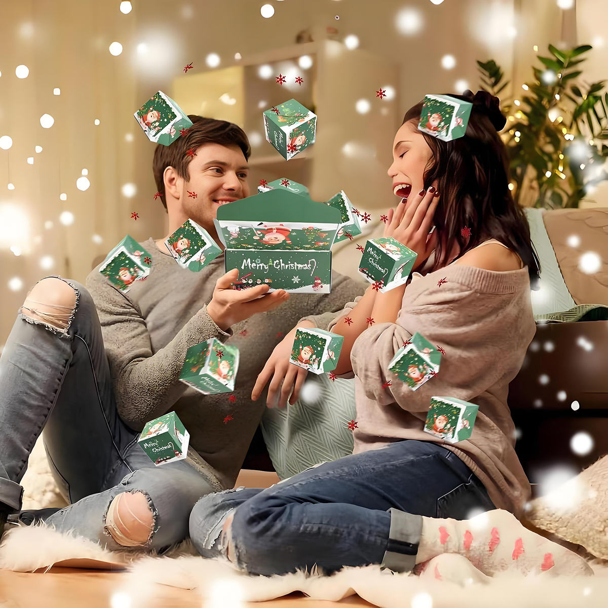 🎅🏻Early Christmas Sale 🎉Unique Folding Bouncing Red Envelope Gift Box with Confetti,for Birthday, Festival💕