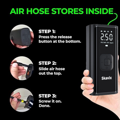 ✨ Airmoto Tire Inflator Portable Air Compressor - Air Pump For Car Tires with Digital Pressure Gauge, LED Light and Auto Shut-Off Function - Cordless Pump for Car, Motorcycle, Bicycle, Ball
