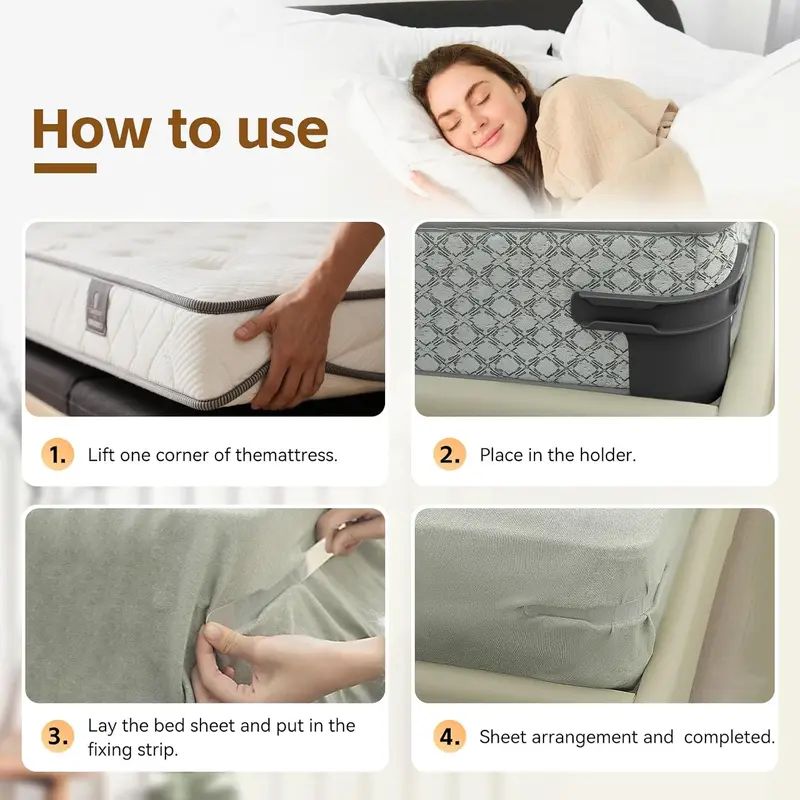 Bed sheet clips, suitable for any size mattress, keep sheets flat and are easy to install.