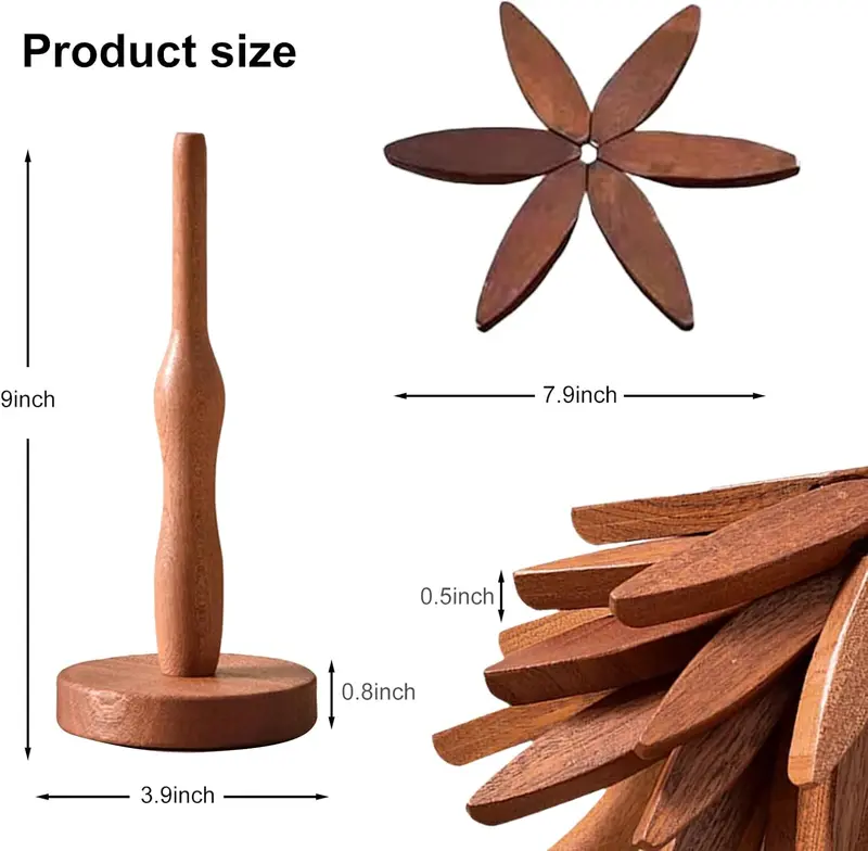 🔥Natural Tree-Shaped Insulating Mat Set - Heat-resistant and foldable design - Durable high-quality solid wood - Suitable for hot dishes, pots, bowls, teapots - Kitchen tableware coasters