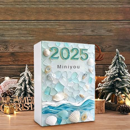 Christmas Tree Advent Calendar 2025, 24 Days Countdown Calendar with Mini Christmas Tree Ornaments, 2D Acrylic Coastal Holiday Décor for Ocean Lovers