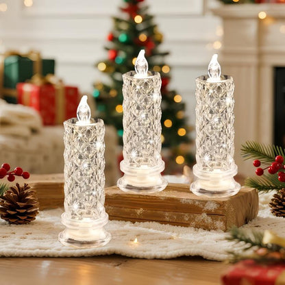 🔥🔥🔥✨🕯️LED Crystal Candle Lights 🌈Battery Operated with 6 Hour Timer🔥🔥🔥