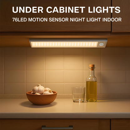 LOVILDS  Under Cabinet Lights,76LED Motion Sensor Night Light Indoor