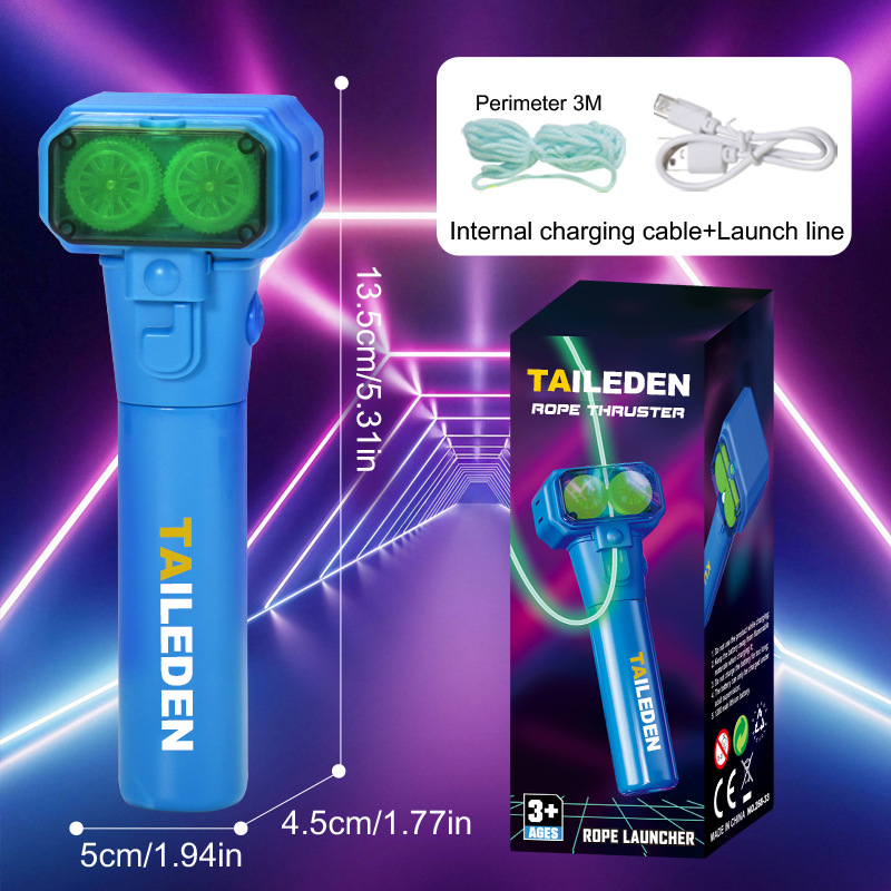 TAILEDEN—This patented glow-in-the-dark toy allows you to manipulate a loop to create endless shapes and fancy moves, with built-in LED lights for cool glow-in-the-dark fun.