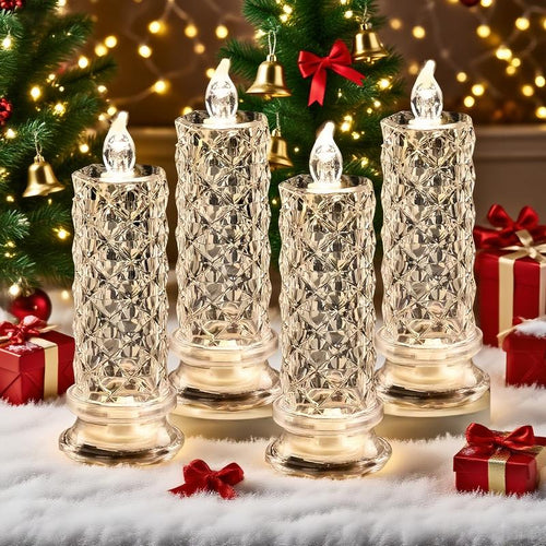🔥🔥🔥✨🕯️LED Crystal Candle Lights 🌈Battery Operated with 6 Hour Timer🔥🔥🔥