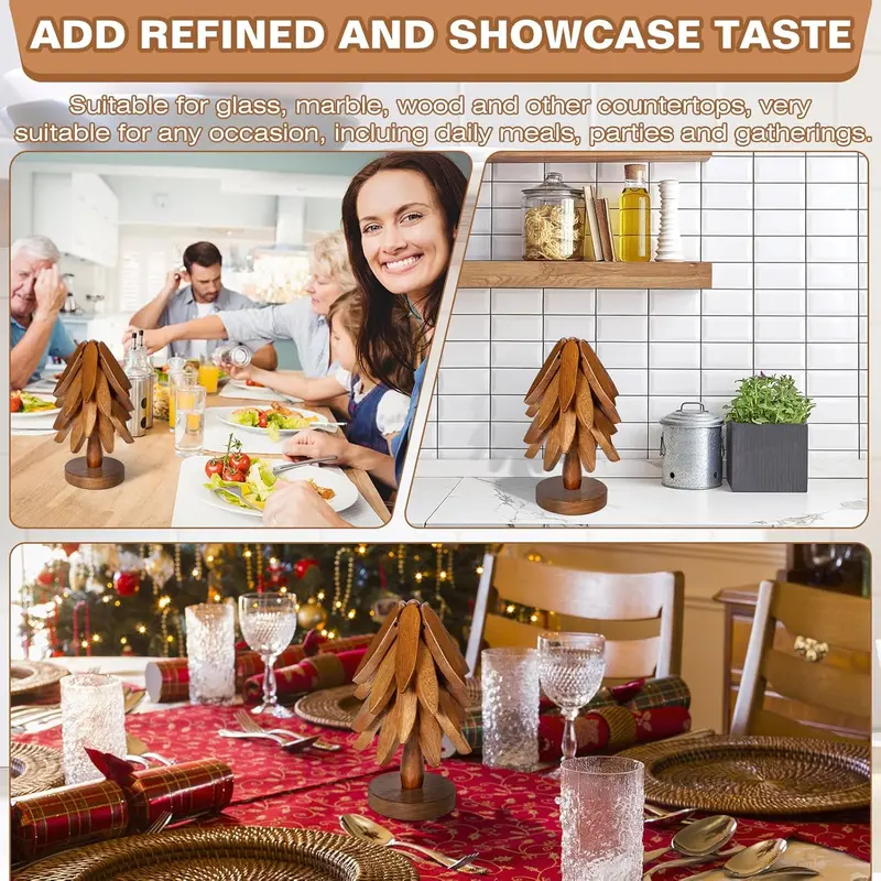 🔥Natural Tree-Shaped Insulating Mat Set - Heat-resistant and foldable design - Durable high-quality solid wood - Suitable for hot dishes, pots, bowls, teapots - Kitchen tableware coasters