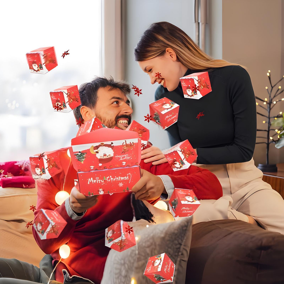 🎅🏻Early Christmas Sale 🎉Unique Folding Bouncing Red Envelope Gift Box with Confetti,for Birthday, Festival💕