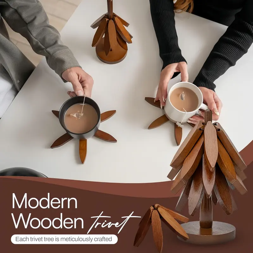 🔥Natural Tree-Shaped Insulating Mat Set - Heat-resistant and foldable design - Durable high-quality solid wood - Suitable for hot dishes, pots, bowls, teapots - Kitchen tableware coasters
