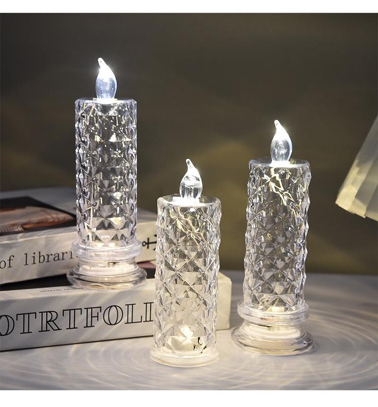 🔥🔥🔥✨🕯️LED Crystal Candle Lights 🌈Battery Operated with 6 Hour Timer🔥🔥🔥