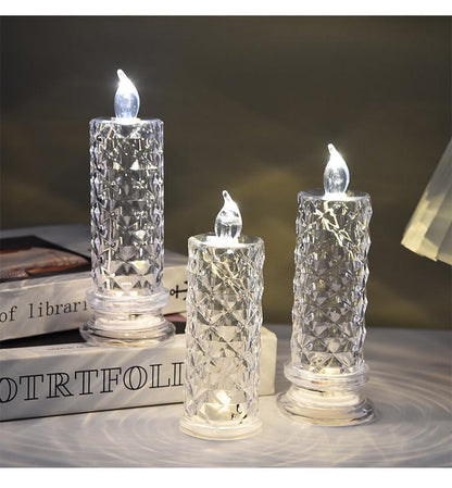 🔥🔥🔥✨🕯️LED Crystal Candle Lights 🌈Battery Operated with 6 Hour Timer🔥🔥🔥